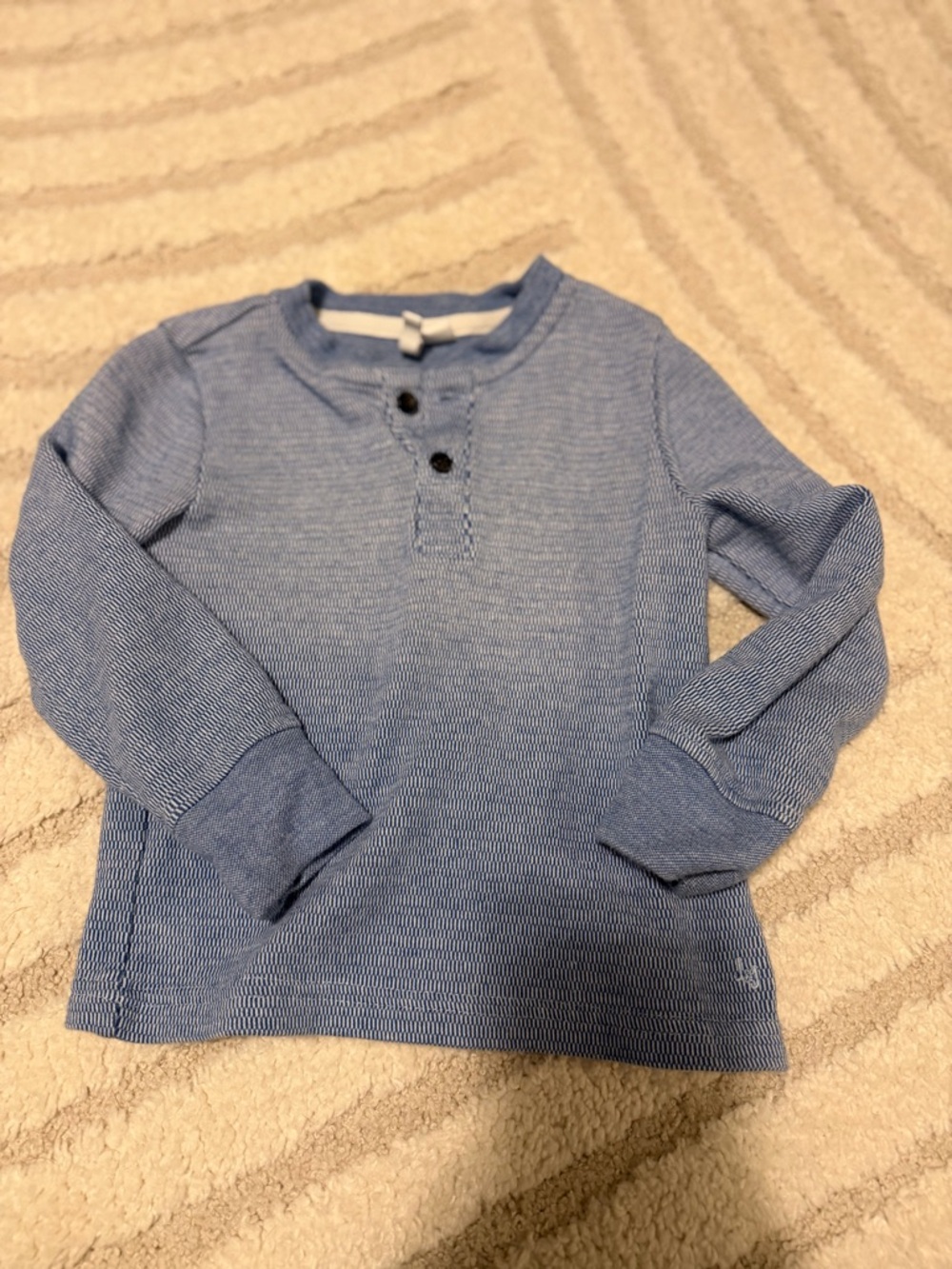 Janie and Jack Heathered Blue Long-Sleeve Henley Top